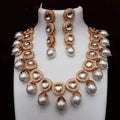 Ishhaara Ad Meena Kundan Pearls Necklace And Earring Set