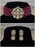 Ishhaara Ad Stone Choker Necklace Set