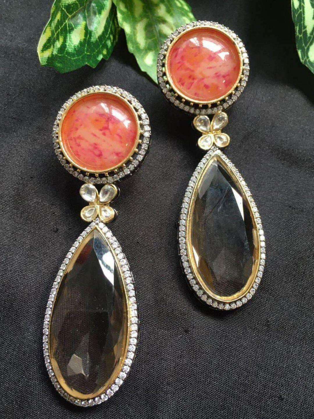 Ishhaara American Diamond Polki Fusion Monalisa Earrings