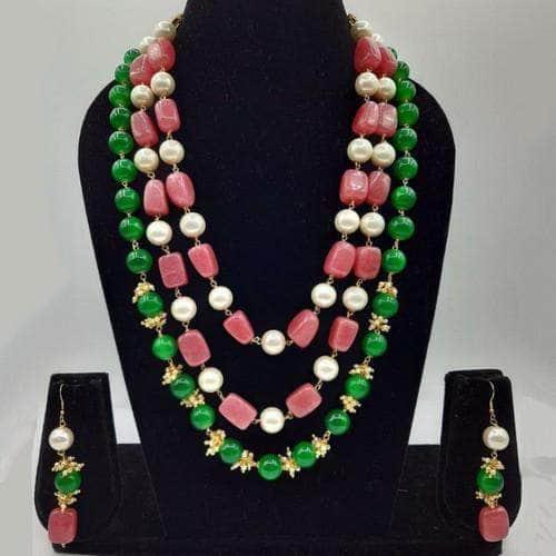 Ishhaara Pink And Green 3 Layered Set