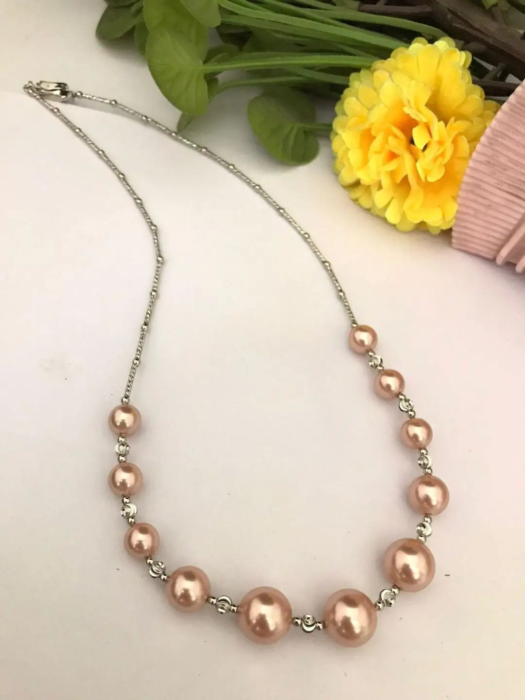 Ishhaara Pink Beaded Contemporary Necklace