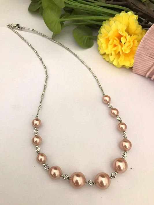 Ishhaara Pink Beaded Contemporary Necklace