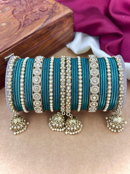 Ishhaara Pink Beaded Ethnic Bangle Set - A woman wearing a white top and pink beaded bangles - view 17