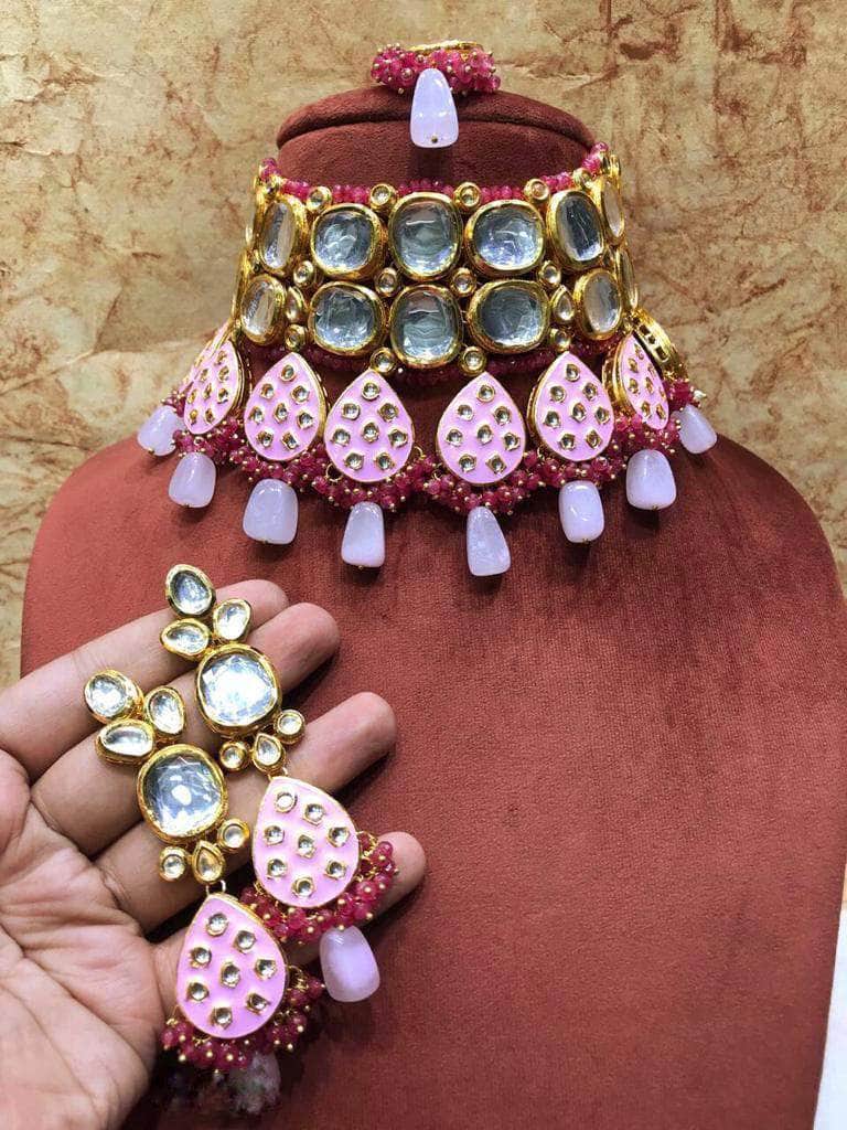 Ishhaara Pink Big Kundan Necklace