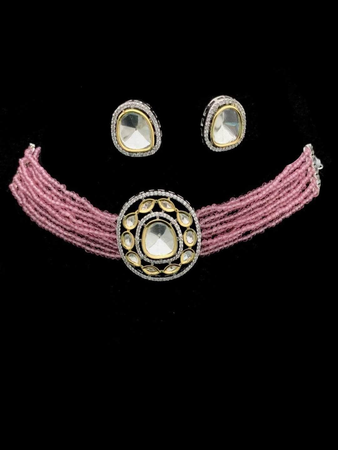 Ishhaara Pink Blended Beads Choker