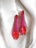 Ishhaara Pink Brass Cubic Zirconia Water Drop Earrings