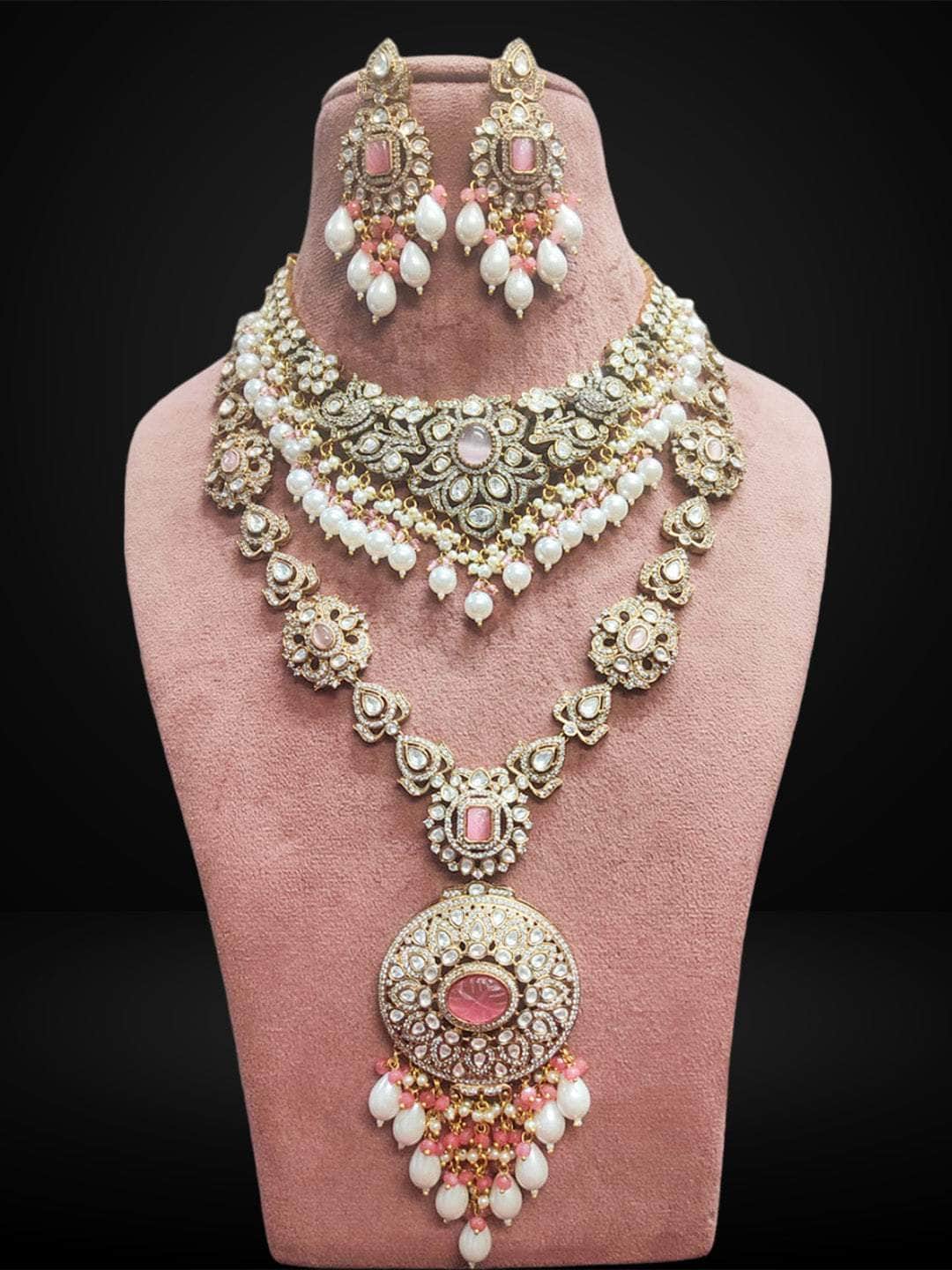 Ishhaara Pink Bridal Kundan Necklace Full Set