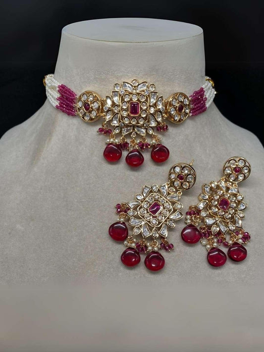 Ishhaara Pink Bridesmaids Kundan Choker Set