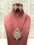 Ishhaara Pink Center Drop Pendant Necklace