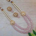 Ishhaara Pink Chakra Side Patch Necklace Set