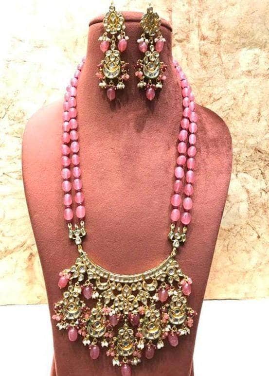 Ishhaara Pink Chandbali Pendant Necklace
