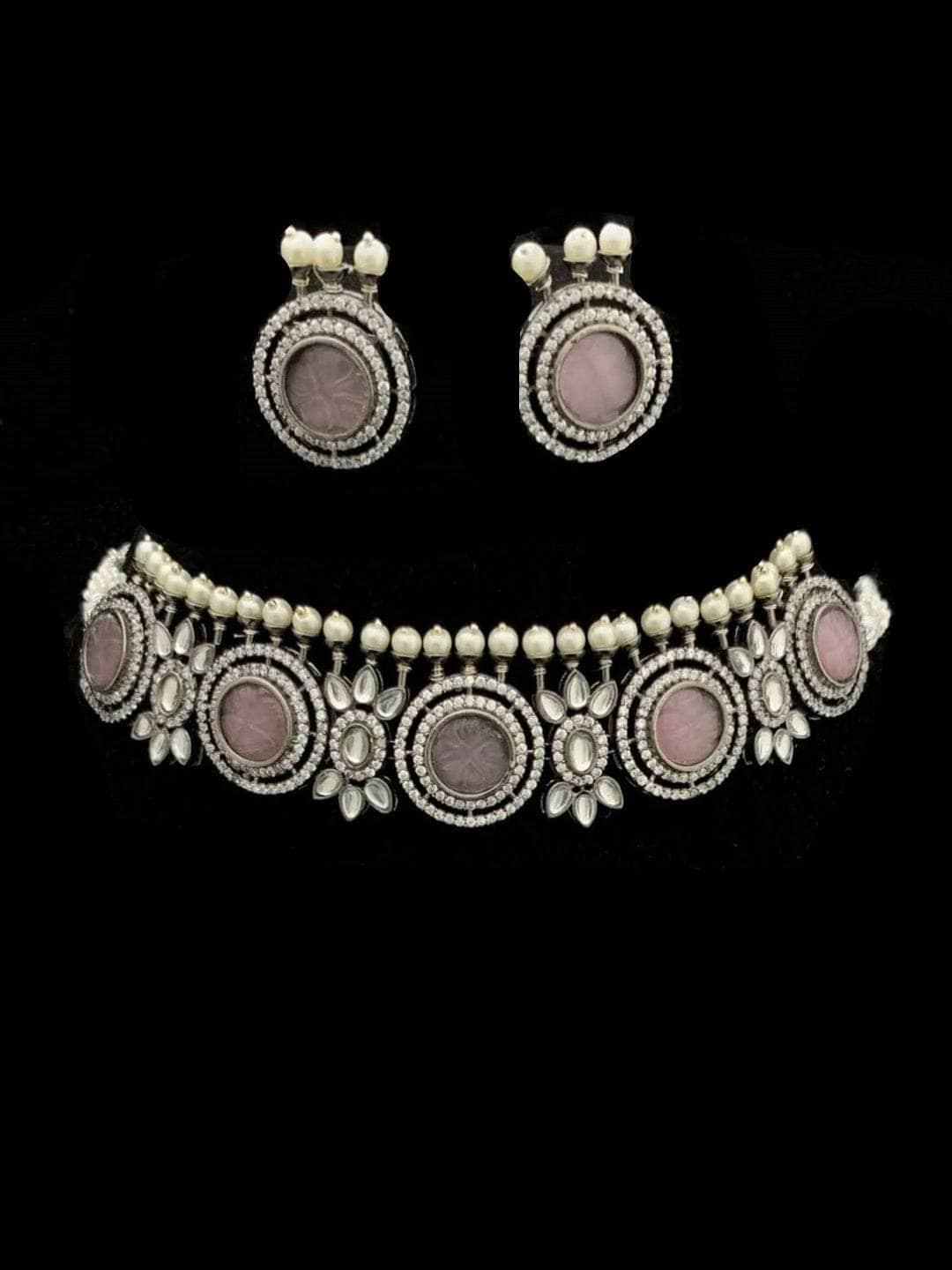 Ishhaara Pink Circle Pearly Charm Necklace