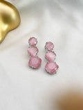 Ishhaara Pink Classic Stone Studded Earrings