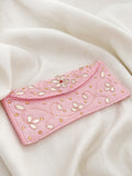 Ishhaara Pink Colored Floral Embroided Envelope Clutches