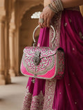 Ishhaara Pink Colored German Silver Handmade Handbag