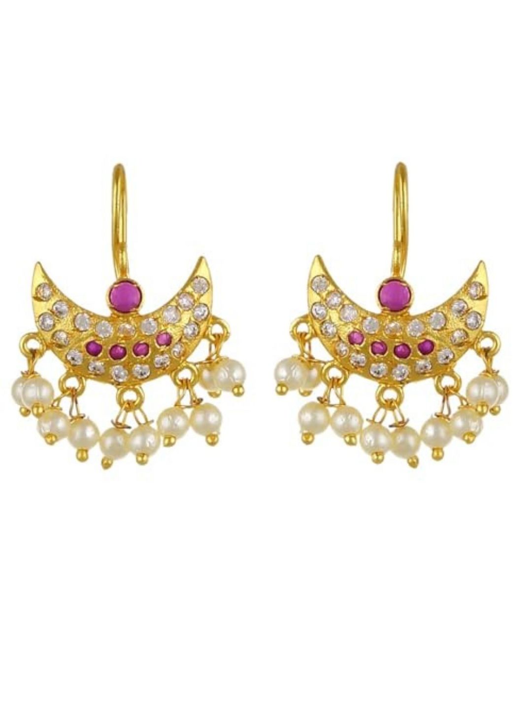 Ishhaara Pink Colour Chandrakor Styled Bugadi Earrings