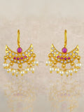 Ishhaara Pink Colour Chandrakor Styled Bugadi Earrings
