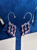 Ishhaara Pink Contemporary American Diamond Chandbalis Earcuff Earrings