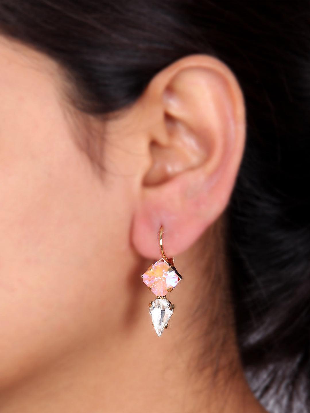 Ishhaara Crystal Bullet Earrings Pink