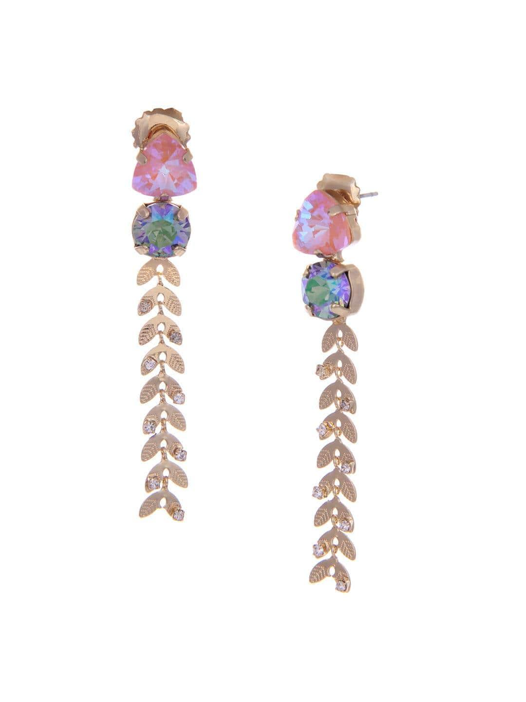 Ishhaara Pink Crystal Trail Earrings - Pink