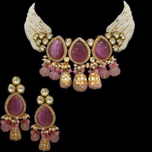 Ishhaara Delicate Carving Stones Choker Set