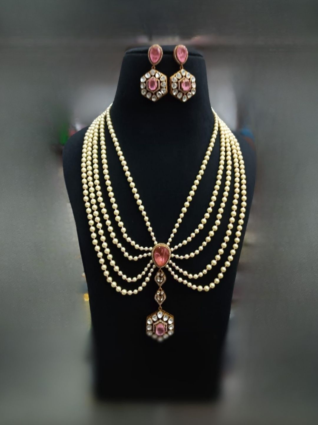 Ishhaara Pink Designer Long Rajwadi Necklace