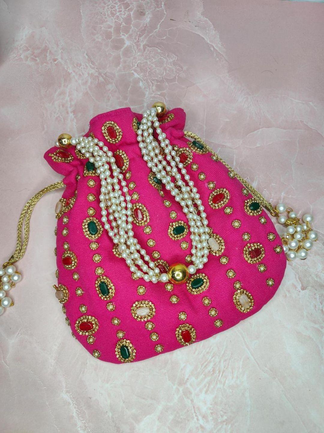 Ishhaara Pink Designer Stone Work Potli