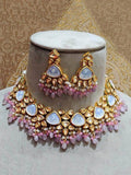 Ishhaara Pink Diya Krishna in Triangular Kundan Pastel Set