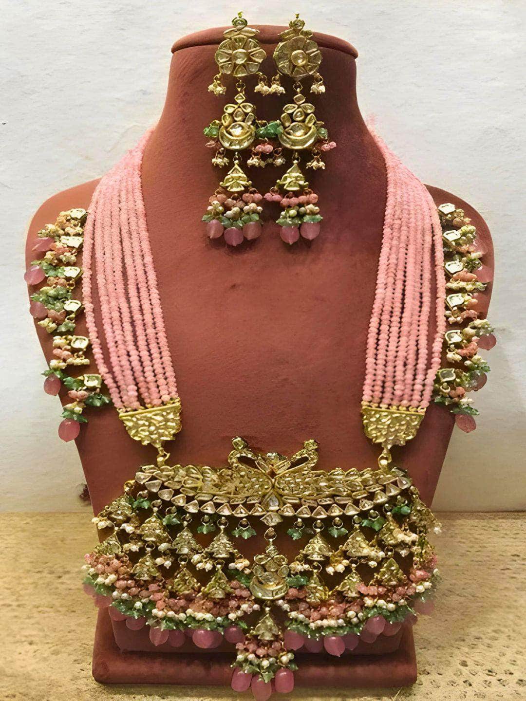 Ishhaara Pink Double Swan Necklace
