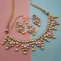 Ishhaara Pink Drop Meena Simple Necklace Set