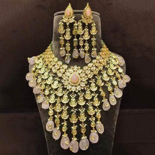 Ishhaara Drop Stone Diya Tassel Necklace Set