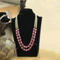 Ishhaara Pink Dual Layered Monalisa Necklace