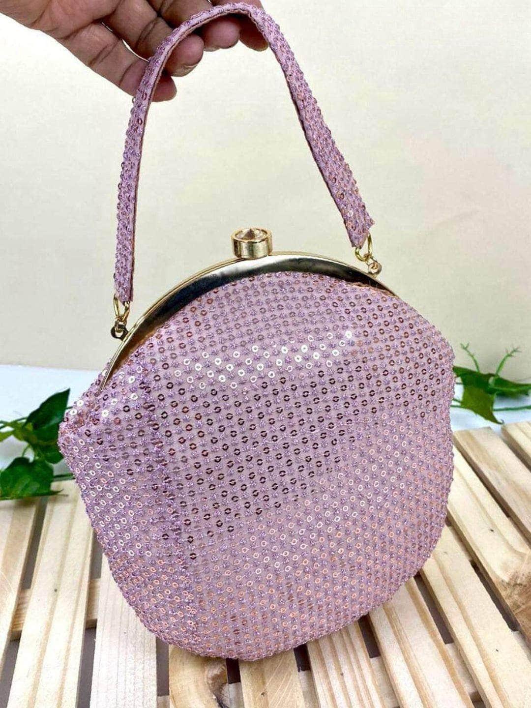 Ishhaara Pink Exquisite Bucket Sequin Bags