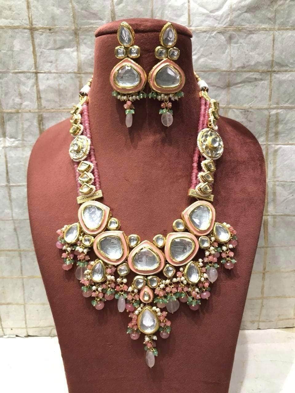 Ishhaara Maroon Five Triangular Kundan Necklace