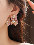 Ishhaara Pink Floral Earring