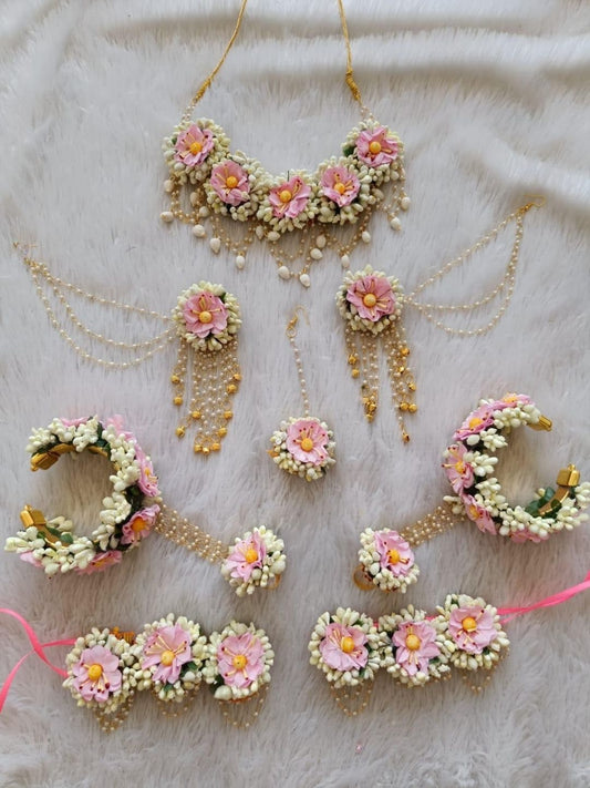 Ishhaara Pink Floral Full Bridal Jwellrery