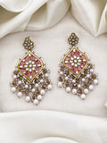 Ishhaara Pink Floral Motif Dangler Earrings