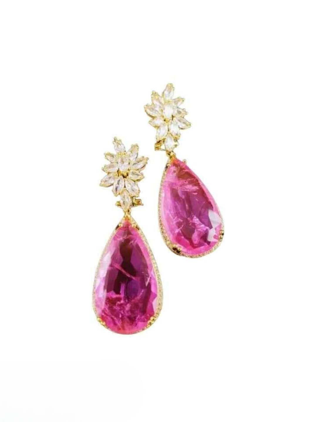 Ishhaara Pink Floria Dangle Drop Chandelier