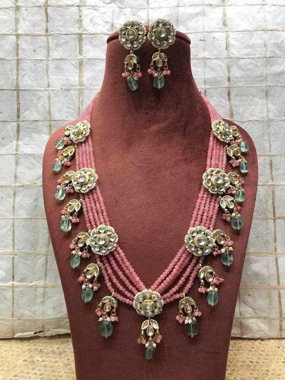 Ishhaara Pink Flower Patch Pendant Necklace