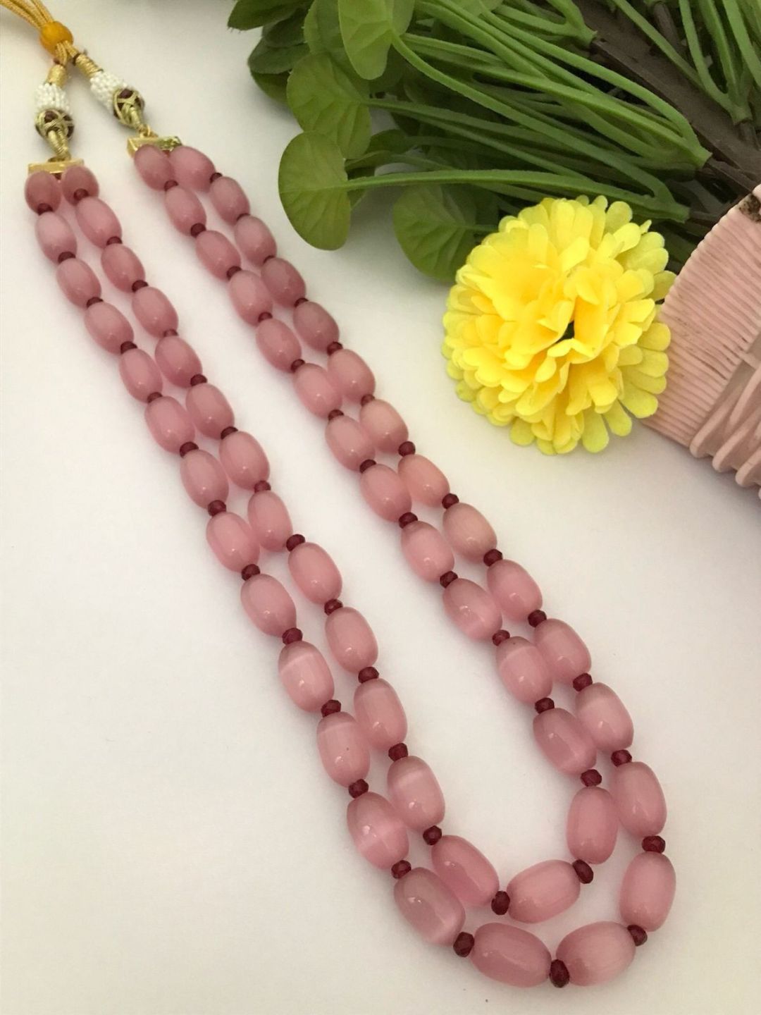 Ishhaara Pink Gemstone Beaded Mala