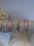 Ishhaara Pink Gemstone Studded Traditional Bangle Set