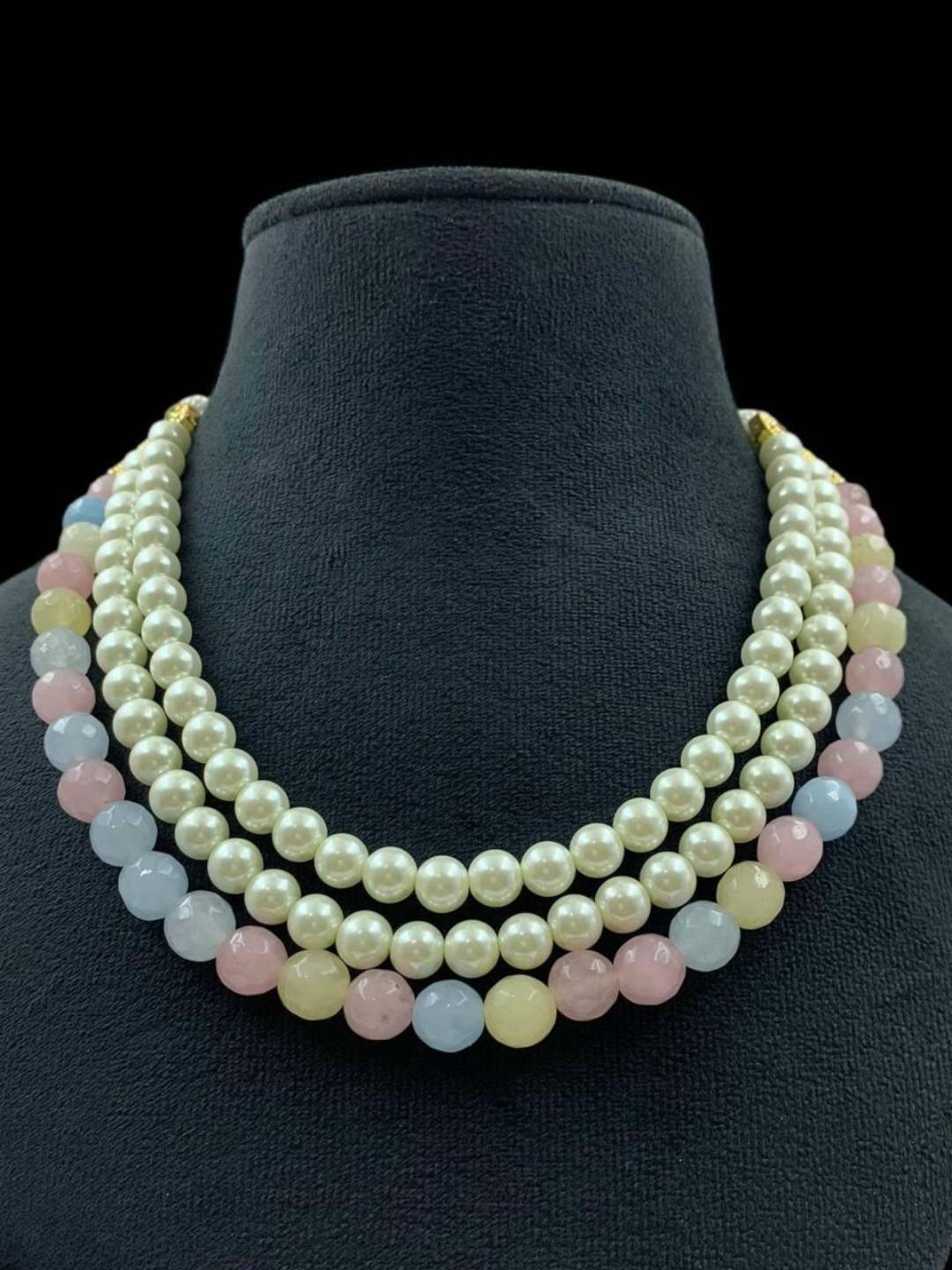Ishhaara Pink Gemstones And Pearl Studded Layered Choker