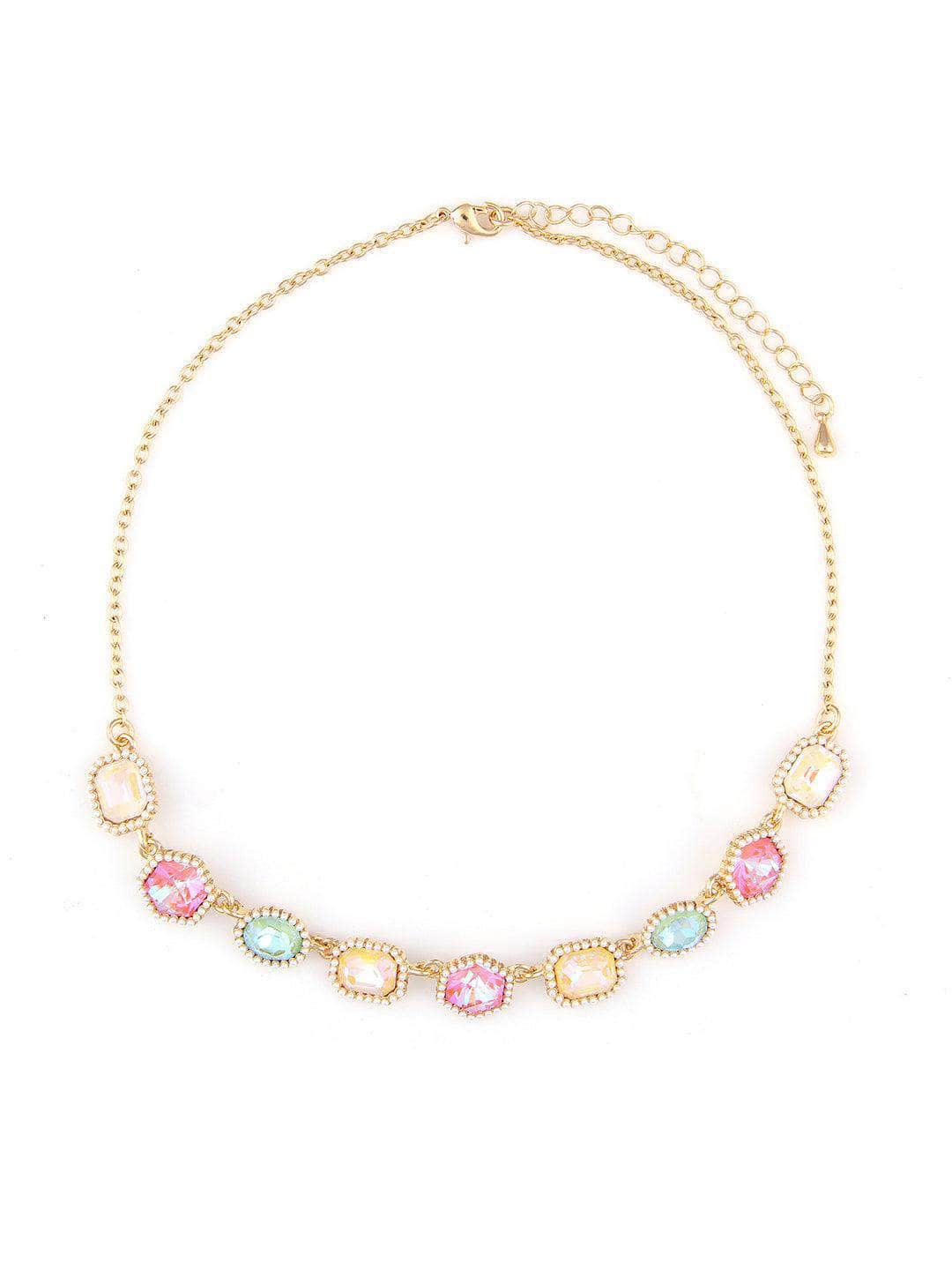 Ishhaara Pink Geometric Drop Necklace - Rouge