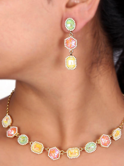 Ishhaara Geometric Drop Necklace Rouge