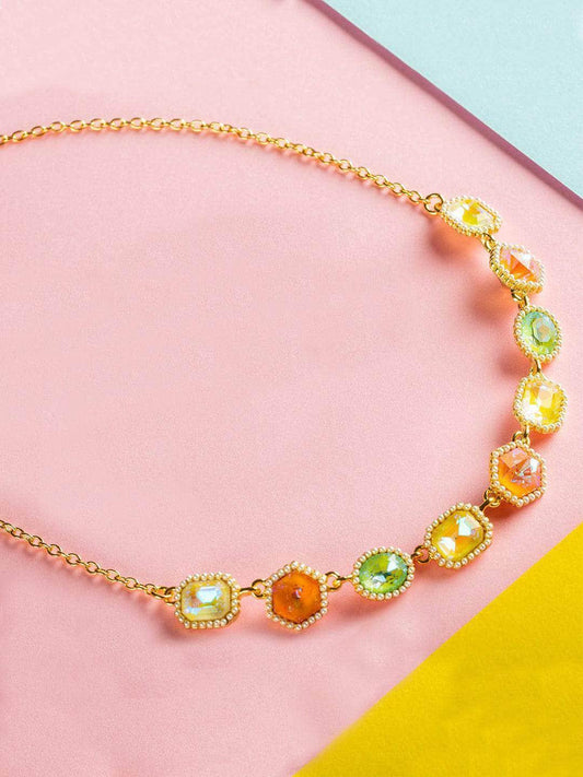Ishhaara Geometric Drop Necklace Rouge