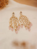 Ishhaara Pink Gold Plated Contemporary Drop Earrings