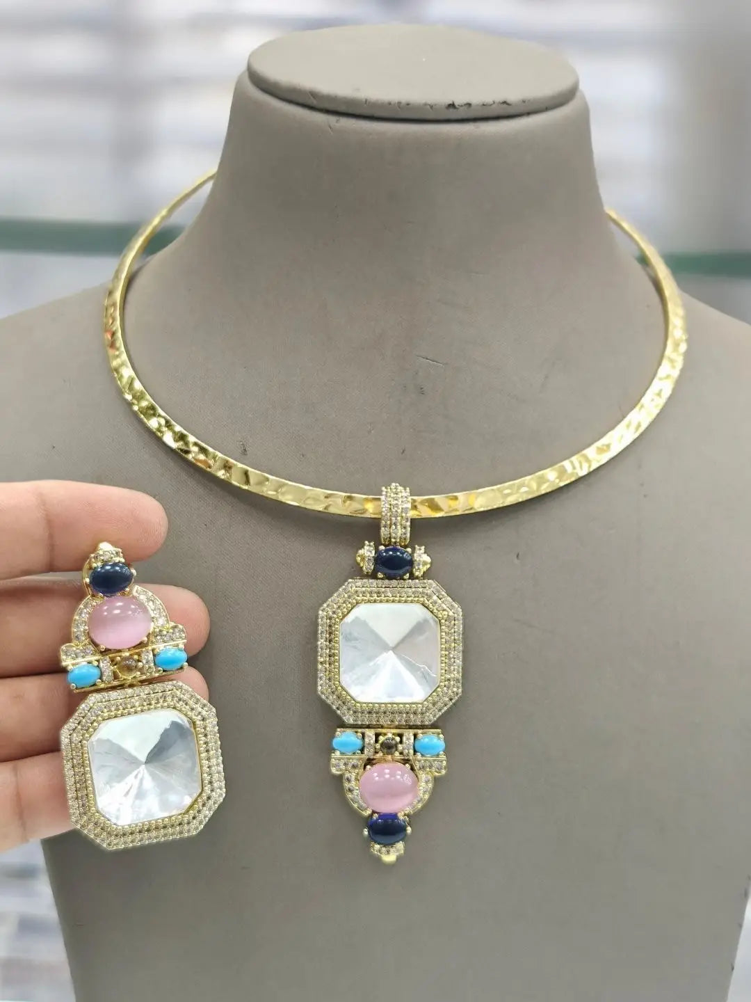 Ishhaara Red Handmade Fusion Necklace Set