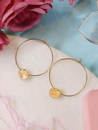 Ishhaara Hoop Crystal Earrings Mint Green