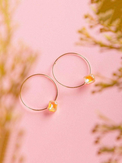 Ishhaara Hoop Crystal Earrings Mint Green