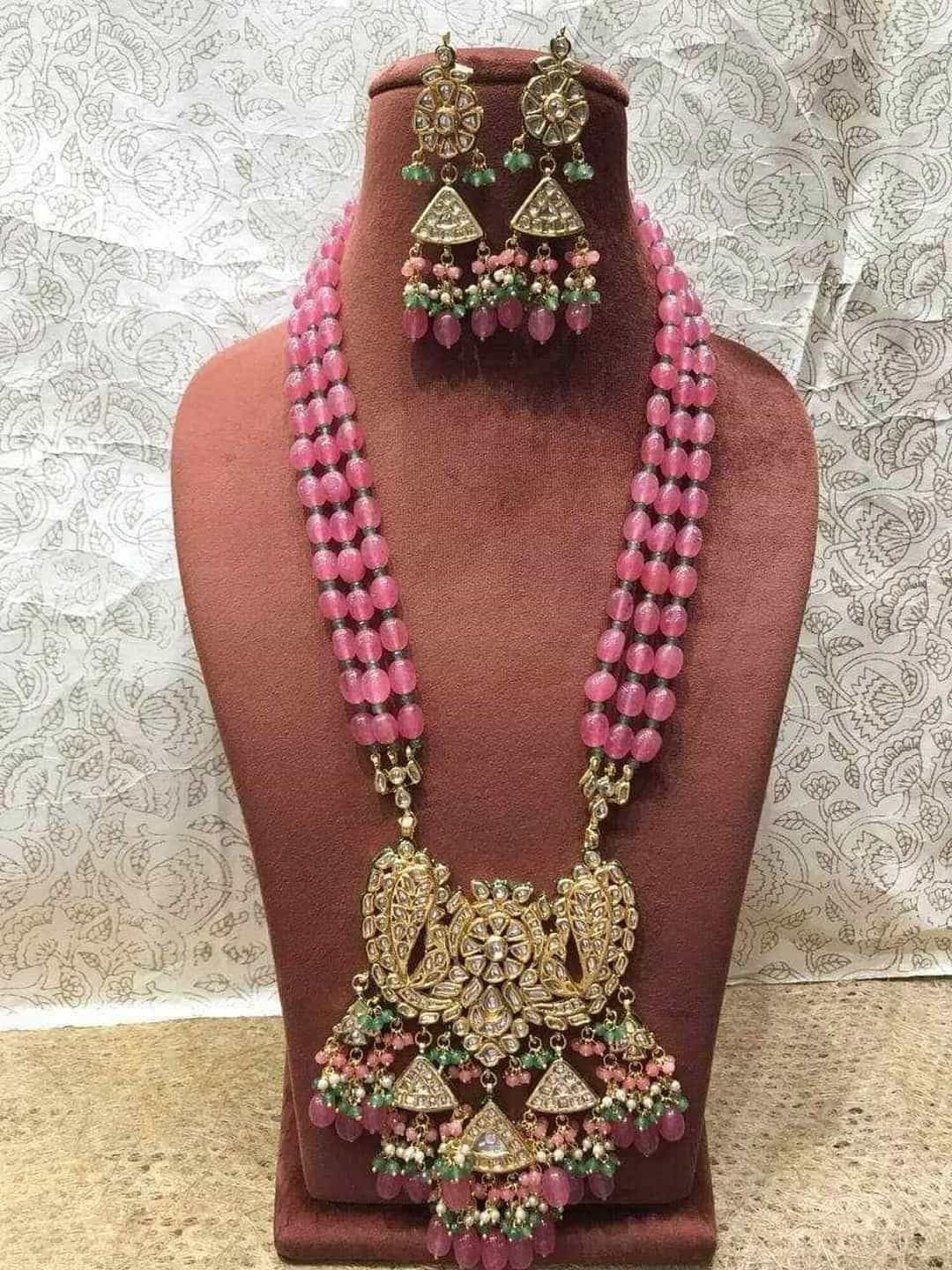 Ishhaara Pink Inverted Mango Pendent Necklace